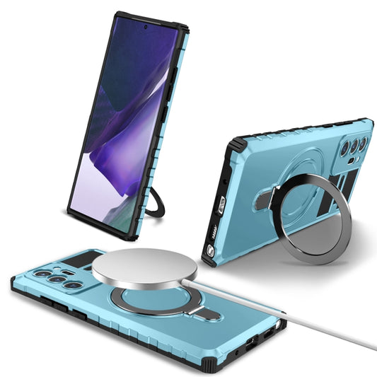 For Samsung Galaxy Note20 Ultra MagSafe Magnetic Holder Phone Case(Light Blue) - Galaxy Note20 Ultra Cases by PMC Jewellery | Online Shopping South Africa | PMC Jewellery