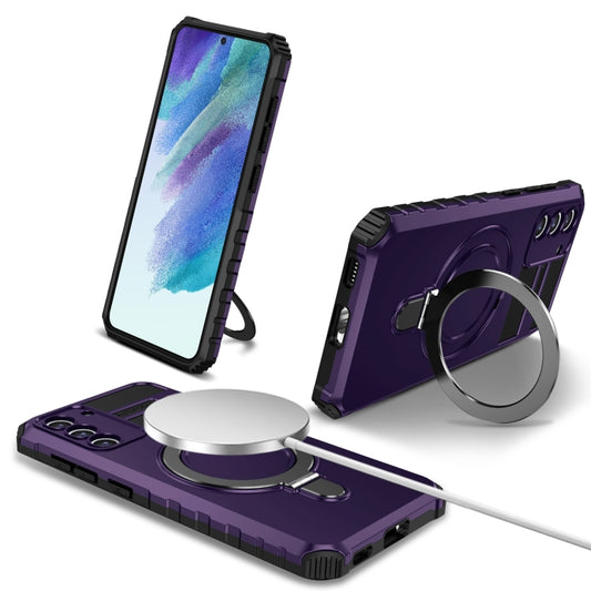 For Samsung Galaxy S21 FE 5G MagSafe Magnetic Holder Phone Case(Purple) - Galaxy S22 Ultra 5G Cases by PMC Jewellery | Online Shopping South Africa | PMC Jewellery