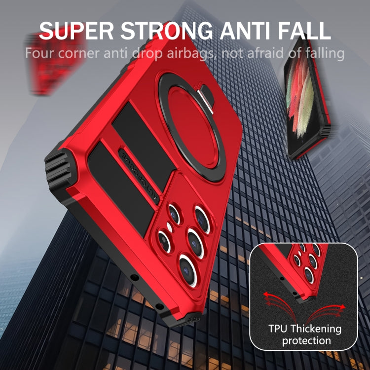 For Samsung Galaxy S21 Ultra 5G MagSafe Magnetic Holder Phone Case(Red) - Galaxy S21 Ultra 5G Cases by PMC TechLife | Online Shopping South Africa | PMC TechLife