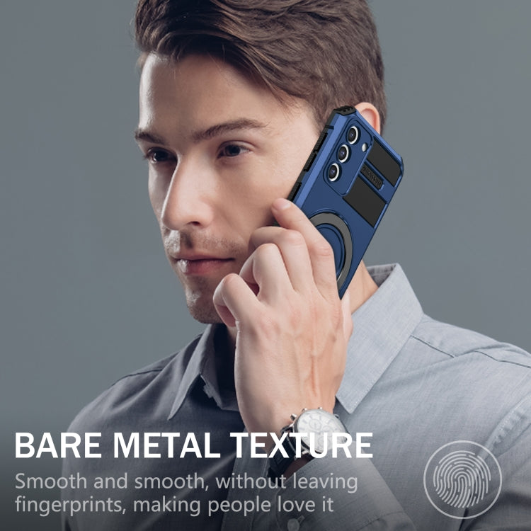 For Samsung Galaxy S21 5G MagSafe Magnetic Holder Phone Case(Blue) - Galaxy S21 5G Cases by PMC TechLife | Online Shopping South Africa | PMC TechLife