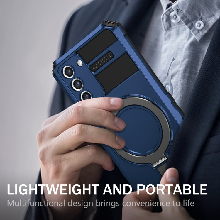 For Samsung Galaxy S21 5G MagSafe Magnetic Holder Phone Case(Blue) - Galaxy S21 5G Cases by PMC TechLife | Online Shopping South Africa | PMC TechLife
