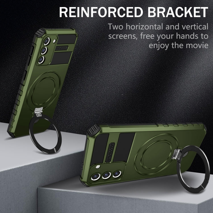 For Samsung Galaxy S21+ 5G MagSafe Magnetic Holder Phone Case(Green) - Galaxy S21+ 5G Cases by PMC TechLife | Online Shopping South Africa | PMC TechLife