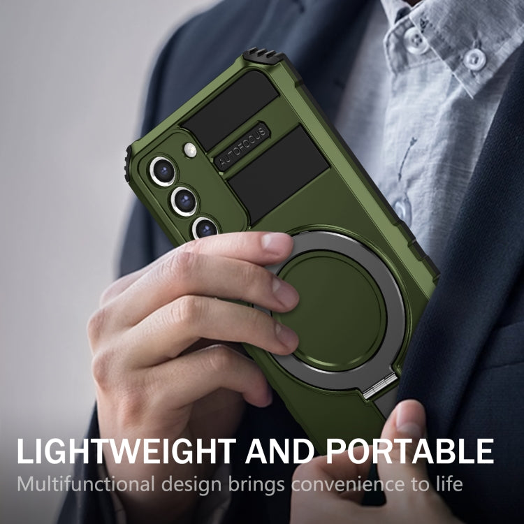 For Samsung Galaxy S21+ 5G MagSafe Magnetic Holder Phone Case(Green) - Galaxy S21+ 5G Cases by PMC TechLife | Online Shopping South Africa | PMC TechLife
