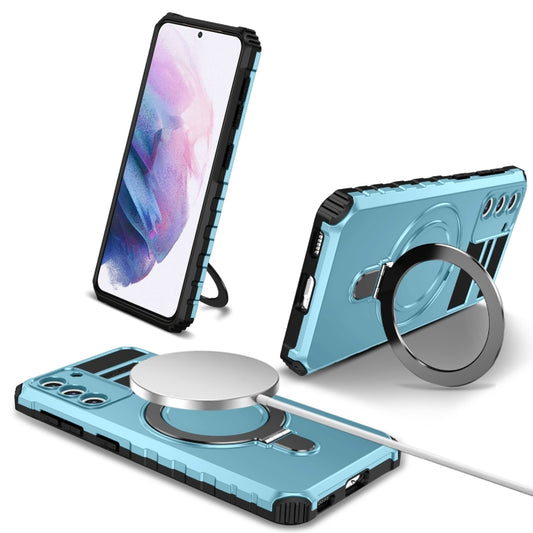 For Samsung Galaxy S21+ 5G MagSafe Magnetic Holder Phone Case(Light Blue) - Galaxy S21+ 5G Cases by PMC Jewellery | Online Shopping South Africa | PMC Jewellery