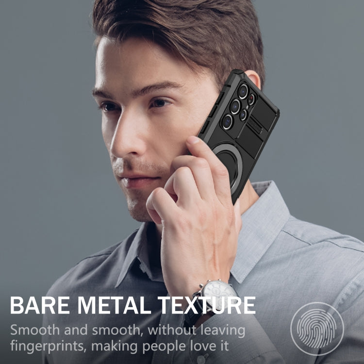 For Samsung Galaxy S22 Ultra 5G MagSafe Magnetic Holder Phone Case(Black) - Galaxy S22 Ultra 5G Cases by PMC TechLife | Online Shopping South Africa | PMC TechLife