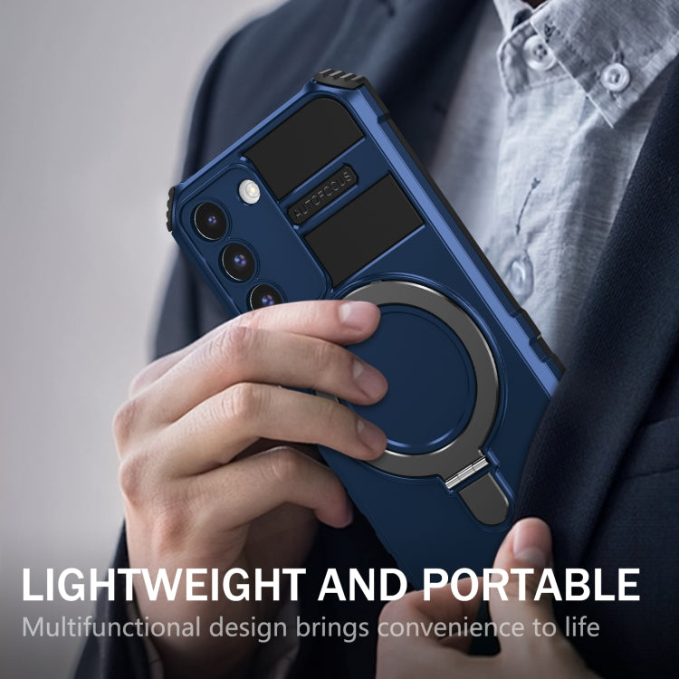 For Samsung Galaxy S22 5G MagSafe Magnetic Holder Phone Case(Blue) - Galaxy S22 5G Cases by PMC TechLife | Online Shopping South Africa | PMC TechLife