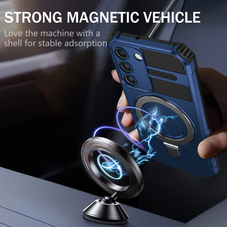 For Samsung Galaxy S22+ 5G MagSafe Magnetic Holder Phone Case(Blue) - Galaxy S22+ 5G Cases by PMC TechLife | Online Shopping South Africa | PMC TechLife | Buy Now Pay Later Mobicred