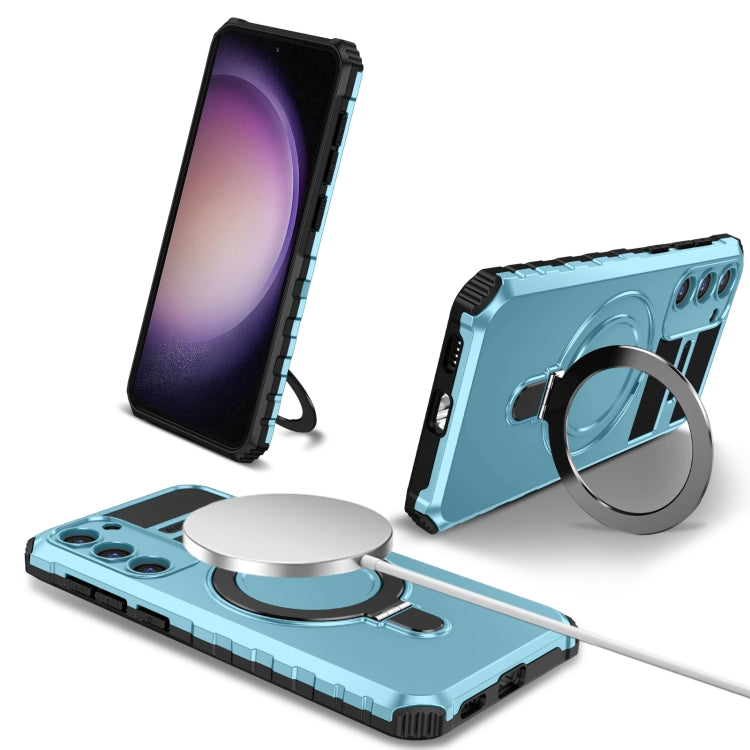 For Samsung Galaxy S23 5G MagSafe Magnetic Holder Phone Case(Light Blue) - Galaxy S23 5G Cases by PMC Jewellery | Online Shopping South Africa | PMC Jewellery