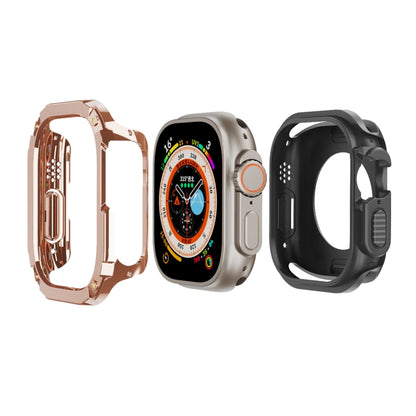 For Apple Watch Ultra 49mm 2-in-1 PC Hybrid TPU Armor Watch Case(Rose Gold) - Watch Cases by PMC Jewellery | Online Shopping South Africa | PMC Jewellery