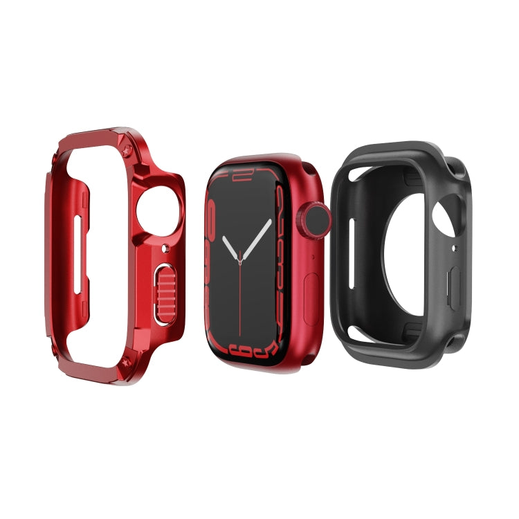 For Apple Watch Series 8 / 7 41mm 2-in-1 PC Hybrid TPU Armor Watch Case(Red) - Watch Cases by PMC TechLife | Online Shopping South Africa | PMC TechLife
