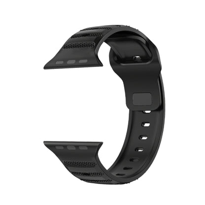 For Apple Watch 42mm Dot Texture Fluororubber Watch Band(Black) - Watch Bands by PMC Jewellery | Online Shopping South Africa | PMC Jewellery