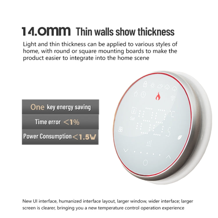 BHT-6001GBLW 95-240V AC 16A Smart Round Thermostat Electric Heating LED Thermostat With WiFi(White) - Thermostat & Thermometer by PMC Jewellery | Online Shopping South Africa | PMC Jewellery