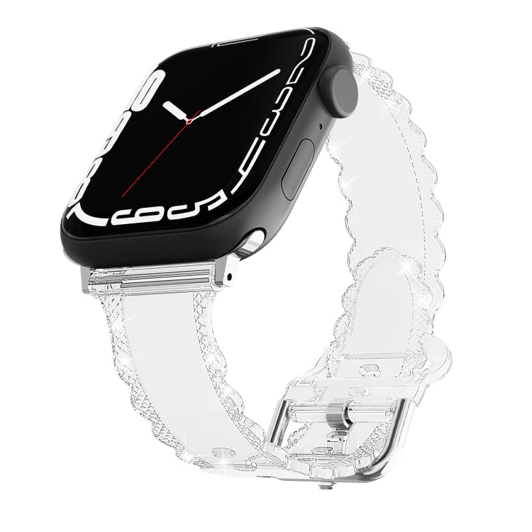 For Apple Watch 6 40mm Diamond Texture Lace Clear TPU Watch Band(Transparent) - Watch Bands by PMC Jewellery | Online Shopping South Africa | PMC Jewellery