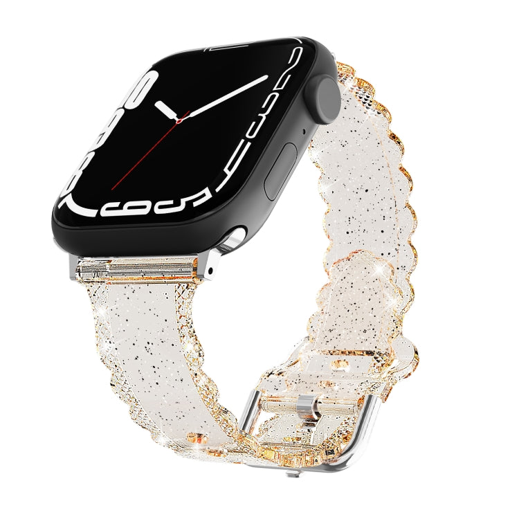 For Apple Watch 3 42mm Diamond Texture Lace Clear TPU Watch Band(Gold) - Watch Bands by PMC TechLife | Online Shopping South Africa | PMC TechLife