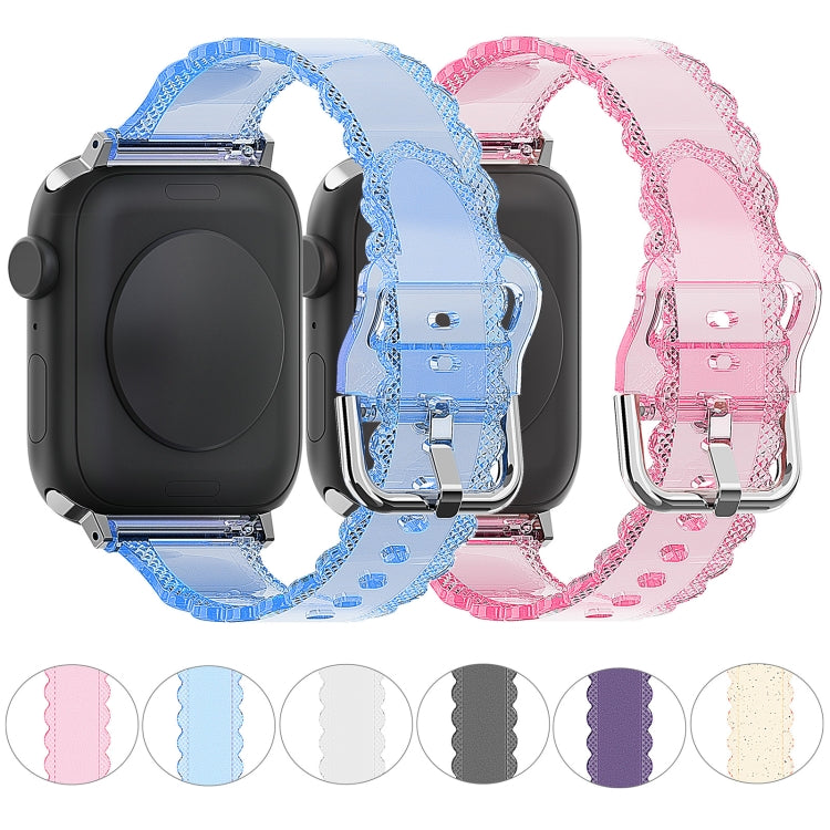 For Apple Watch 2 38mm Diamond Texture Lace Clear TPU Watch Band(Black) - Watch Bands by PMC TechLife | Online Shopping South Africa | PMC TechLife