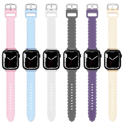 For Apple Watch SE 2022 40mm Diamond Texture Lace Clear TPU Watch Band(Purple) - Watch Bands by PMC Jewellery | Online Shopping South Africa | PMC Jewellery