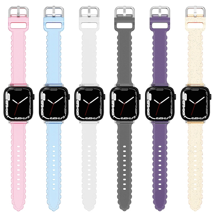 For Apple Watch 2 38mm Diamond Texture Lace Clear TPU Watch Band(Pink) - Watch Bands by PMC TechLife | Online Shopping South Africa | PMC TechLife