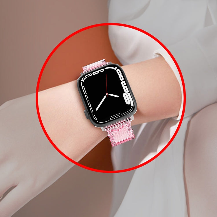 For Apple Watch 42mm Diamond Texture Lace Clear TPU Watch Band(Black) - Watch Bands by PMC Jewellery | Online Shopping South Africa | PMC Jewellery