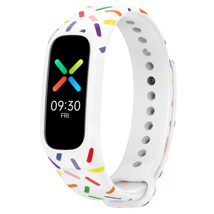 For OPPO Band Sports Rainbow Dots Silicone Watch Band(White) -  by PMC Jewellery | Online Shopping South Africa | PMC Jewellery