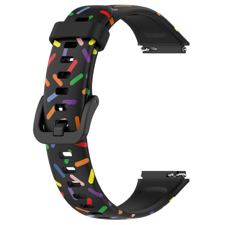 For Huawei Band 7 Sports Rainbow Dots Silicone Watch Band(Black) - Watch Bands by PMC TechLife | Online Shopping South Africa | PMC TechLife