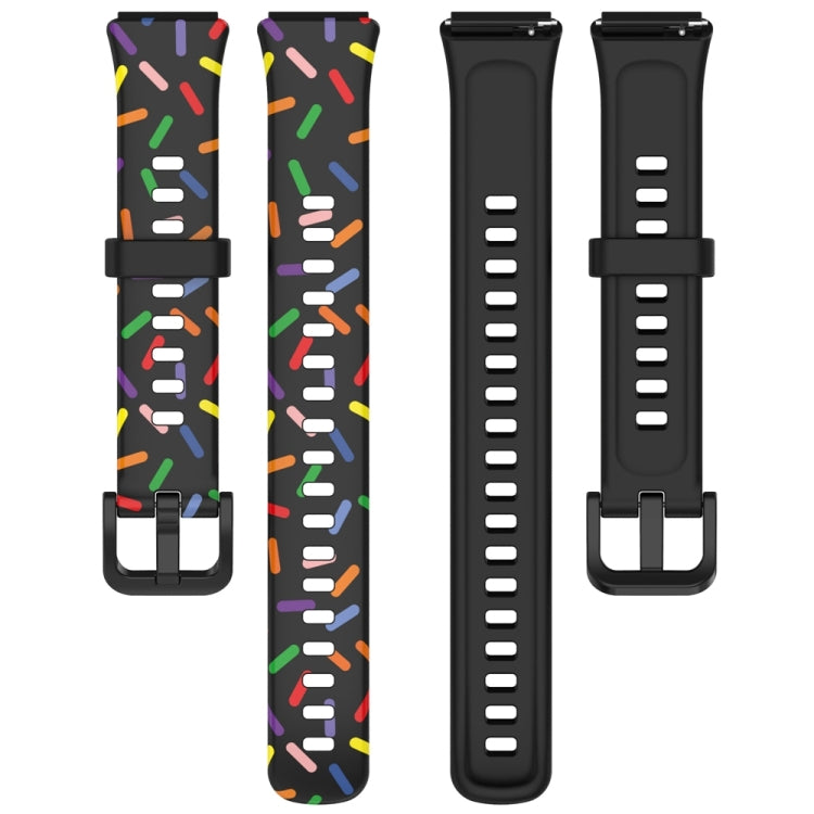 For Huawei Band 7 Sports Rainbow Dots Silicone Watch Band(Black) - Watch Bands by PMC TechLife | Online Shopping South Africa | PMC TechLife