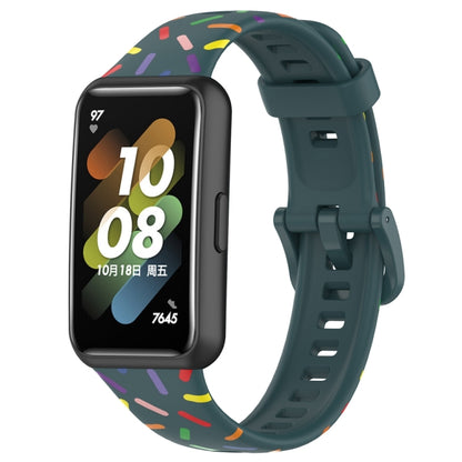 For Huawei Band 7 Sports Rainbow Dots Silicone Watch Band(Dark Green) - Watch Bands by PMC Jewellery | Online Shopping South Africa | PMC Jewellery