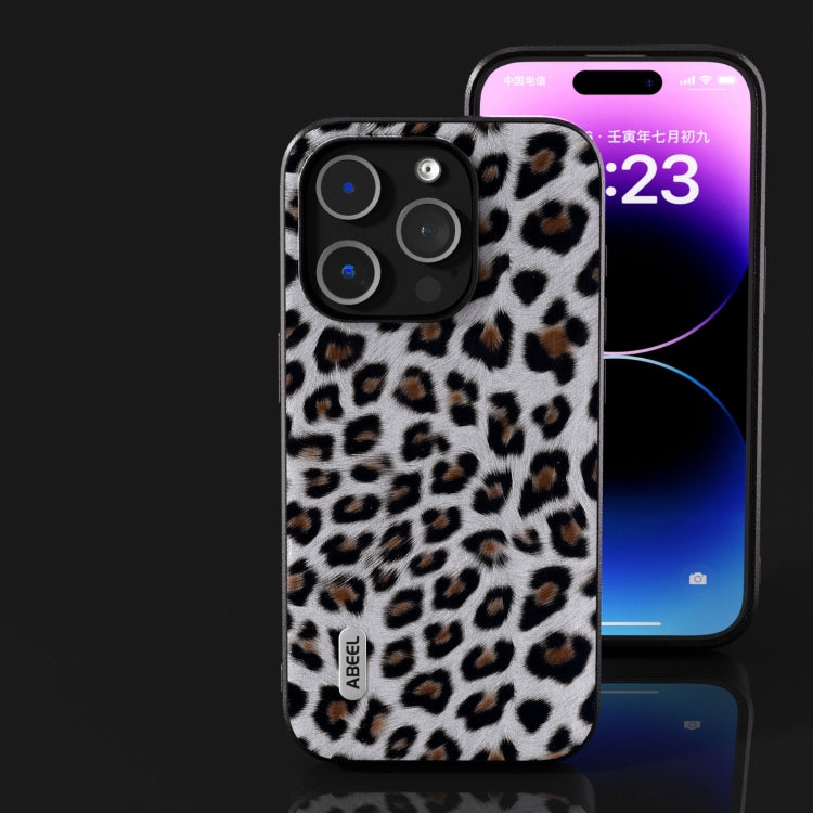 For iPhone 15 Pro Max ABEEL Black Edge Leopard Phone Case(Silver Leopard) - free shipping - PMC TechLife - Order now!
