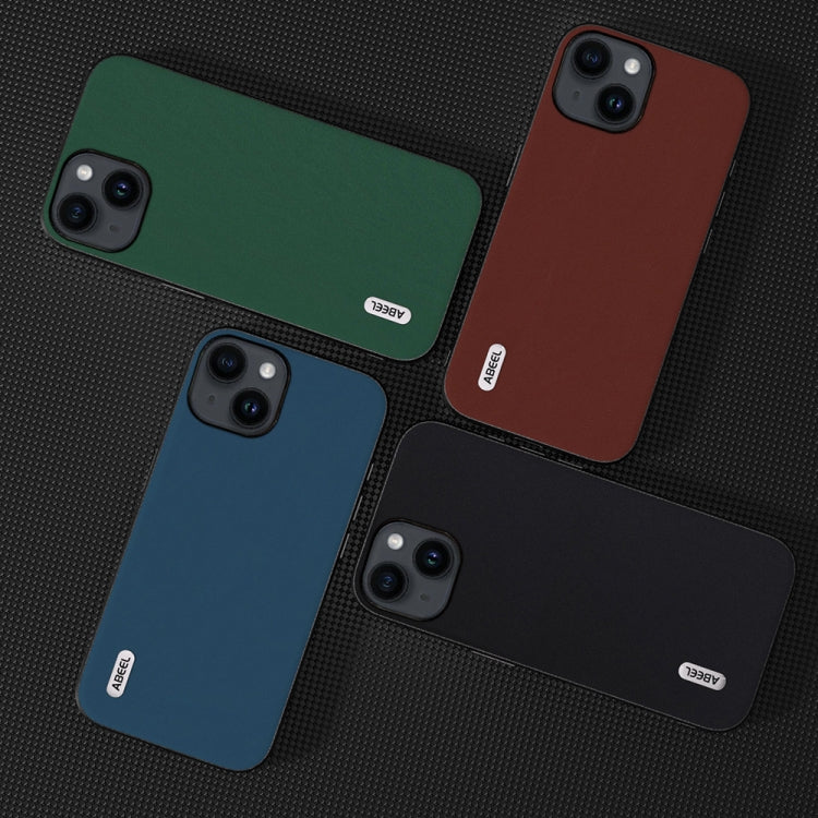 For iPhone 15 ABEEL Genuine Leather Silky Soft Black Edge Phone Case(Coffee) - free shipping - PMC TechLife - Order now!