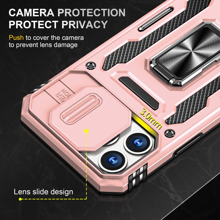 For iPhone 15 Pro Max Armor PC + TPU Camera Shield Phone Case(Rose Gold) - free shipping - PMC TechLife - Order now!