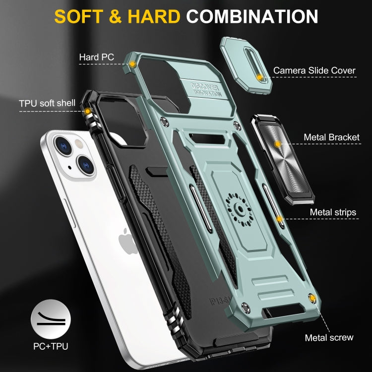 For iPhone 15 Armor PC + TPU Camera Shield Phone Case(Alpine Green) - free shipping - PMC TechLife - Order now!