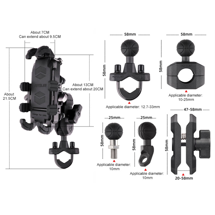 MOTOSLG Crab Motorcycle Phone Clamp Bracket O-Type Rear Mirror Mount(Black) - Holder by MOTOLSG | Online Shopping South Africa | PMC TechLife | Buy Now Pay Later Mobicred