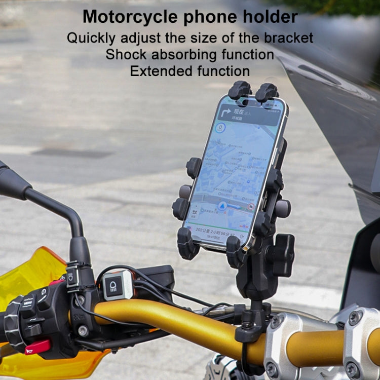 MOTOSLG Crab Motorcycle Phone Clamp Bracket O-Type Rear Mirror Mount(Black) - Holder by MOTOLSG | Online Shopping South Africa | PMC TechLife | Buy Now Pay Later Mobicred