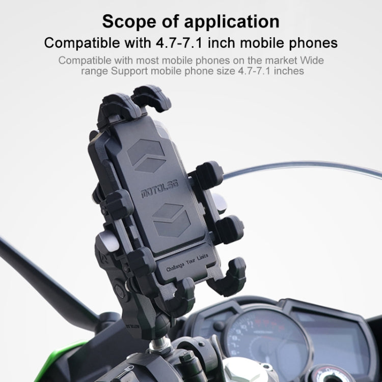MOTOSLG Crab Motorcycle Phone Clamp Bracket M10 Ballhead Mount(Black) - Holder by MOTOLSG | Online Shopping South Africa | PMC TechLife | Buy Now Pay Later Mobicred