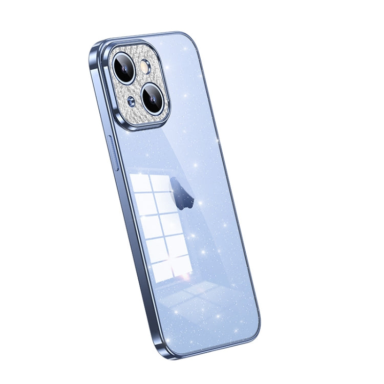 For iPhone 14 SULADA Electroplated Transparent Glittery TPU Phone Case(Blue) - iPhone 14 Cases by SULADA | Online Shopping South Africa | PMC Jewellery