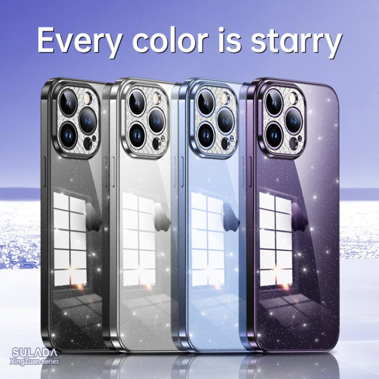 For iPhone 11 SULADA Electroplated Transparent Glittery TPU Phone Case(Black) - iPhone 11 Cases by SULADA | Online Shopping South Africa | PMC TechLife | Buy Now Pay Later Mobicred
