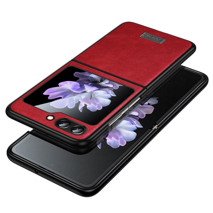 For Samsung Galaxy Z Flip5 SULADA Shockproof TPU + Handmade Leather Phone Case(Red) - Galaxy Z Flip5 Cases by SULADA | Online Shopping South Africa | PMC TechLife