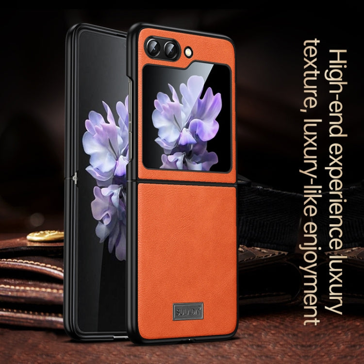 For Samsung Galaxy Z Flip5 SULADA Shockproof TPU + Handmade Leather Phone Case(Red) - Galaxy Z Flip5 Cases by SULADA | Online Shopping South Africa | PMC TechLife