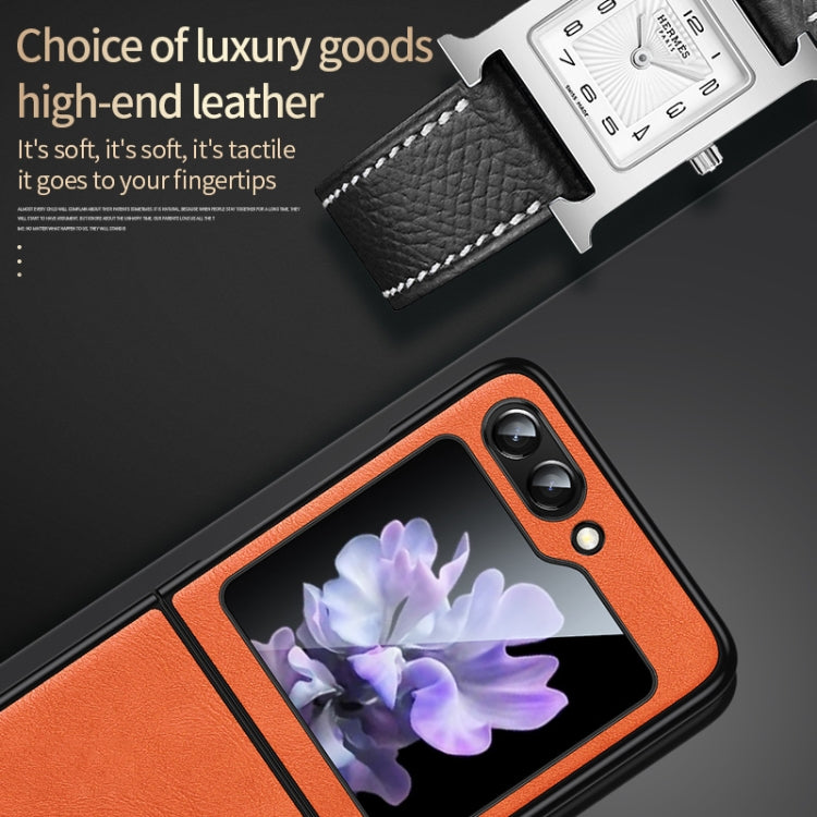 For Samsung Galaxy Z Flip5 SULADA Shockproof TPU + Handmade Leather Phone Case(Brown) - Galaxy Z Flip5 Cases by SULADA | Online Shopping South Africa | PMC TechLife | Buy Now Pay Later Mobicred