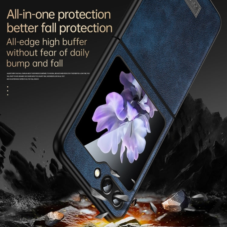 For Samsung Galaxy Z Flip5 SULADA Shockproof TPU + Handmade Leather Phone Case(Orange) - Galaxy Z Flip5 Cases by SULADA | Online Shopping South Africa | PMC TechLife | Buy Now Pay Later Mobicred