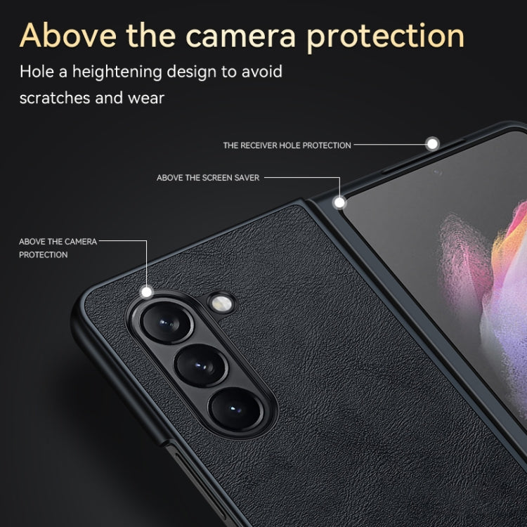 For Samsung Galaxy Z Fold5 SULADA Shockproof TPU + Handmade Leather Phone Case(Green) - Galaxy Z Fold5 Cases by SULADA | Online Shopping South Africa | PMC TechLife | Buy Now Pay Later Mobicred