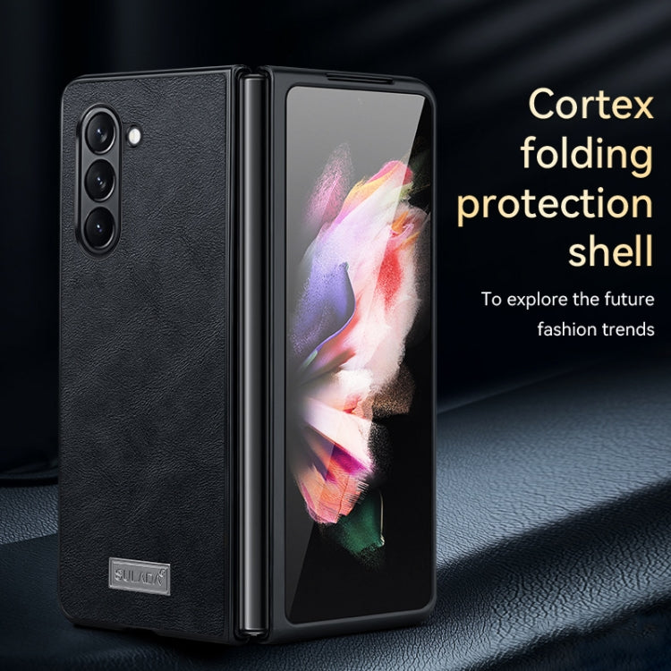 For Samsung Galaxy Z Fold5 SULADA Shockproof TPU + Handmade Leather Phone Case(Orange) - Galaxy Z Fold5 Cases by SULADA | Online Shopping South Africa | PMC TechLife