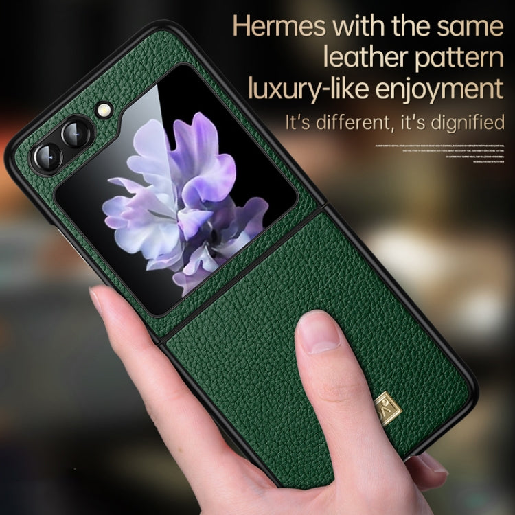 For Samsung Galaxy Z Flip5 SULADA Shockproof TPU + Litchi Texture Leather Phone Case(Green) - Galaxy Z Flip5 Cases by SULADA | Online Shopping South Africa | PMC Jewellery