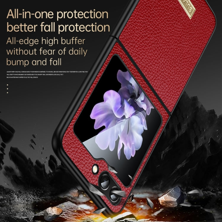 For Samsung Galaxy Z Flip5 SULADA Shockproof TPU + Litchi Texture Leather Phone Case(Orange) - Galaxy Z Flip5 Cases by SULADA | Online Shopping South Africa | PMC Jewellery