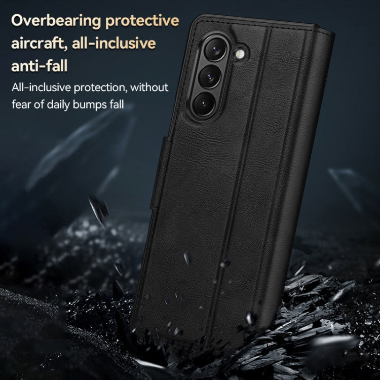 For Samsung Galaxy Z Fold5 SULADA All-inclusive Magnetic Snap Flip Leather Phone Case(Black) - free shipping - PMC TechLife - Order now!