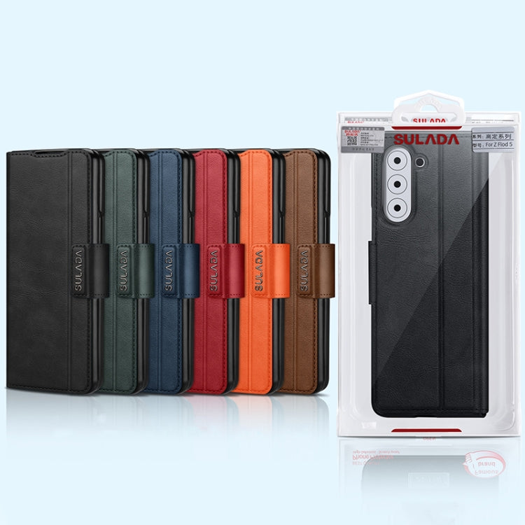 For Samsung Galaxy Z Fold5 SULADA All-inclusive Magnetic Snap Flip Leather Phone Case(Brown) - free shipping - PMC TechLife - Order now!