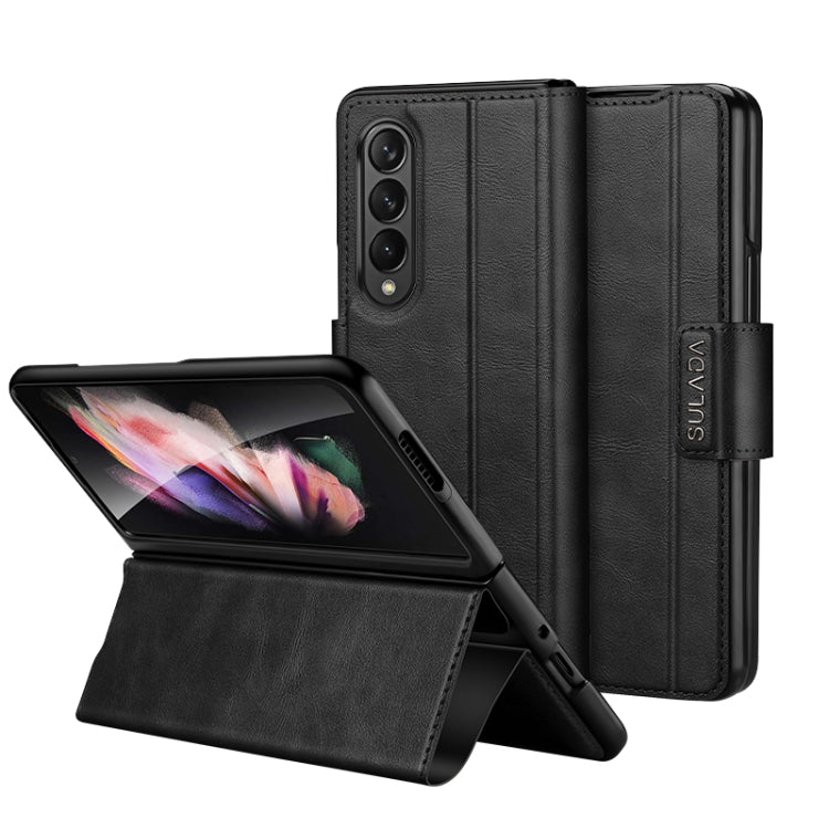 For Samsung Galaxy Z Fold3 / W22 SULADA All-inclusive Magnetic Snap Flip Leather Phone Case(Black) - Galaxy Phone Cases by SULADA | Online Shopping South Africa | PMC Jewellery