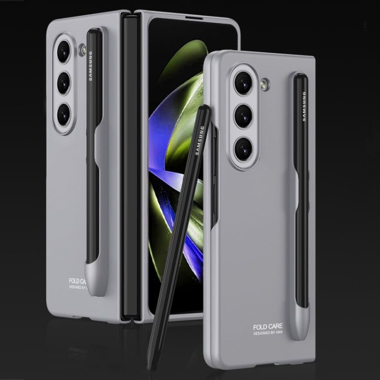 For Samsung Galaxy Z Fold5 GKK Ultra-thin Full Coverage Phone Flip Case with Pen Slot(Grey) - Galaxy Z Fold5 Cases by GKK | Online Shopping South Africa | PMC TechLife | Buy Now Pay Later Mobicred