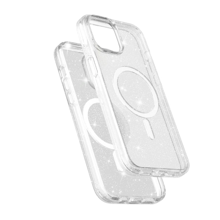 For iPhone 15 Plus Terminator Style Glitter Powder MagSafe Magnetic Phone Case(White) - free shipping - PMC TechLife - Order now!