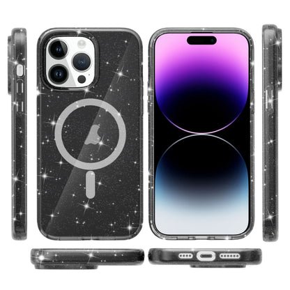 For iPhone 15 Pro Terminator Style Glitter Powder MagSafe Magnetic Phone Case(Black) - iPhone 15 Pro Cases by PMC Jewellery | Online Shopping South Africa | PMC Jewellery