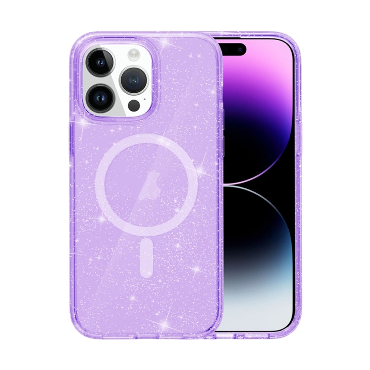 For iPhone 15 Pro Max Terminator Style Glitter Powder MagSafe Magnetic Phone Case(Purple) - iPhone 15 Pro Max Cases by PMC Jewellery | Online Shopping South Africa | PMC Jewellery